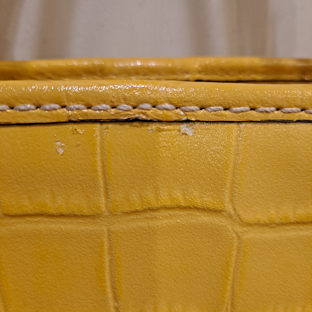 ANTONIO MELANI Vintage Yellow Faux Leather Croc Embossed Summer Tote Bag - Picture 9 of 10
